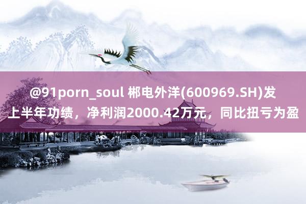 @91porn_soul 郴电外洋(600969.SH)发上半年功绩，净利润2000.42万元，同比扭亏为盈