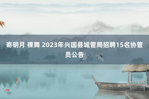 寄明月 裸舞 2023年兴国县城管局招聘15名协管员公告