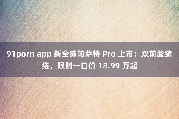 91porn app 新全球帕萨特 Pro 上市：双前脸缱绻，限时一口价 18.99 万起