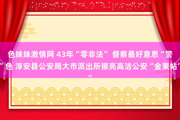 色妹妹激情网 43年“零非法” 督察最好意思“警”色 淳安县公安局大市派出所擦亮高洁公安“金柬帖”