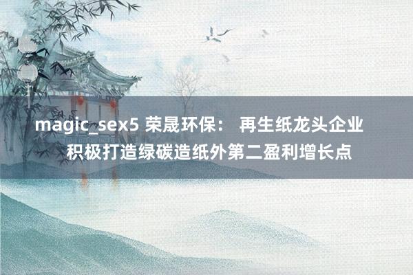 magic_sex5 荣晟环保： 再生纸龙头企业    积极打造绿碳造纸外第二盈利增长点