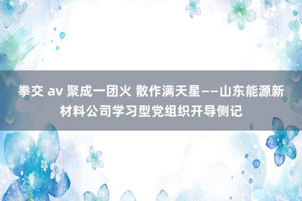 拳交 av 聚成一团火 散作满天星——山东能源新材料公司学习型党组织开导侧记